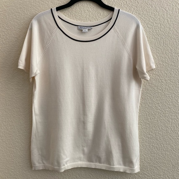 Pendleton Silk Cream Short Sleeve Sweater - Picture 3 of 10